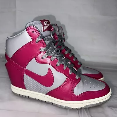 Rare NIKE DUNK SKY HI HIGH Grey Fuchsia Wedge Sneakers US 8 #31214 • $135