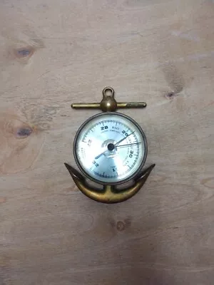 VINTAGE SMALL BRASS NAUTICAL BAROMETER ANCHOR MOTIF#c2 • $8.99