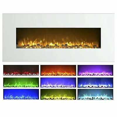 Large White Electric Fireplace With Color Changing Effects Remote 50 X 21 • $264.99