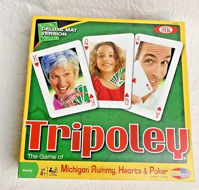 Tripoley Game Michigan Rummy Hearts & Poker Deluxe Mat Version Open Box • $18.71