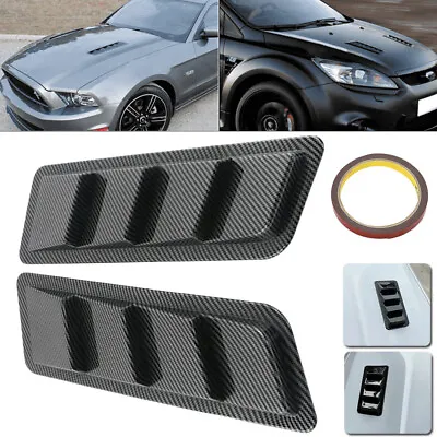 2X Car Hood Vent Scoop Louver Scoop Cover Air Flow Intake Carbon Fiber Universal • $12.50