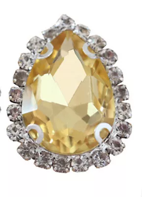 £2.99 • Buy 1 X Large Tear Drop Glass Diamante Rhinestone Sew On Gem 17mm X 23mm #1