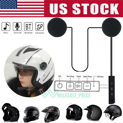 Bluetooth Helmet Motorcycle Headset Speakers Hands-free Call W/Mic Rechargeable • $20.09