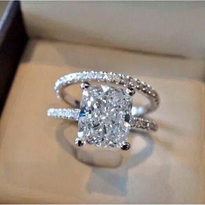 $2.86 • Buy 925 Silver Wedding Ring Women Luxury Cubic Zircon Jewelry Sz 6-10