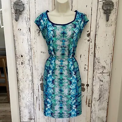 Mossimo Small Womans Blue Turquoise Green Gray White Sleeveless Pocketed Dress • $20.95