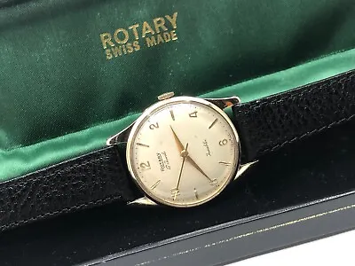 Vintage 9k 9ct Solid Gold Mens Rotary Watch + Box • £395