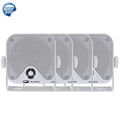 Marine Audio Speakers Boat Waterproof Stereo Box Speakers 2 Pair 100W For Yacht • $67.99