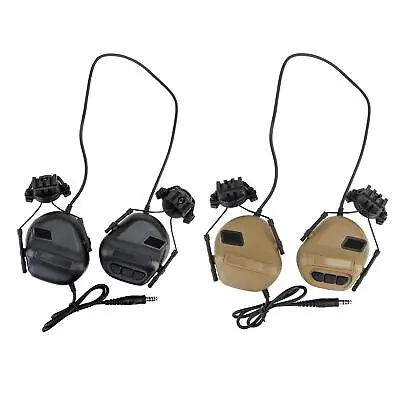 Tactical Headsets With Fast Helmet Rail Adapter Military  Hunting Shooting • £37.63