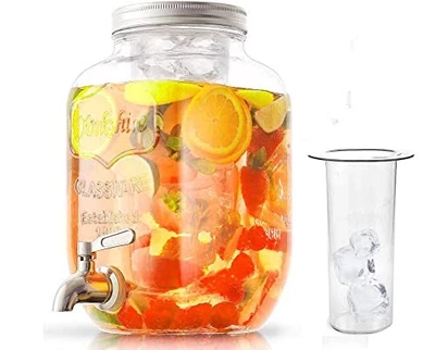 $22.99 • Buy 1 Gallon Glass Water Dispenser With Stainless Steel Spigot & Ice Cylinder