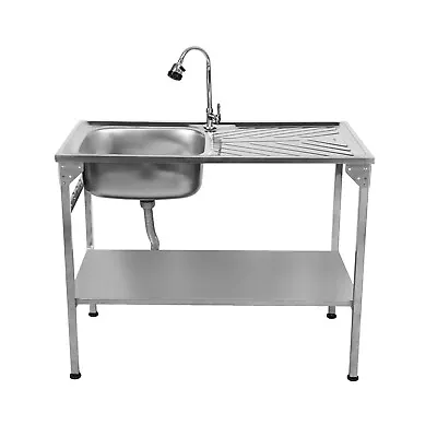 Folding Camping Sink Stainless Steel & Tap Wash Basin Height Adjustable Outdoor • £149.99