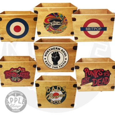 £34.99 • Buy Retro Record Box 12  Vintage Wooden Handcrafted Album Crate For LP Vinyl Record 