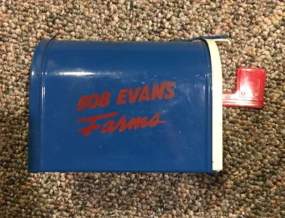 Vintage ERTL Bob Evans Farms Metal Mailbox Coin Piggy Toy Bank Blue/White/Red • $23.99