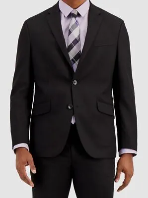 $395 Kenneth Cole Men's Black Techni-Cole Slim-Fit 2 Piece Suit Jacket Pants 44L • $126.38