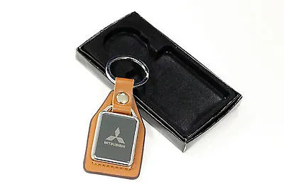 New Mitsubishi Metal Leather Keychain Badge Key Fob Metal Keyring Car + Gift Box • $6.99