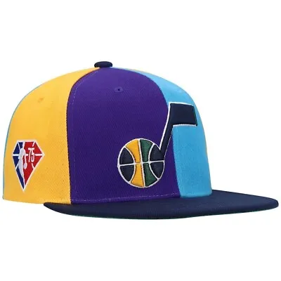 Utah Jazz Mitchell & Ness Hat Team Era Pinwheel Stripe Snapback Lt Blue Cap NWT • $24.99