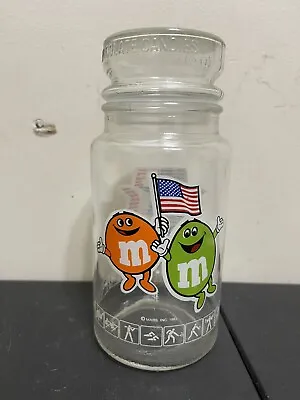 MM Candy Vintage 80s Glass Jar Mars L.A. Olympic Committee M & M’s USA Green 🍫 • $14.99