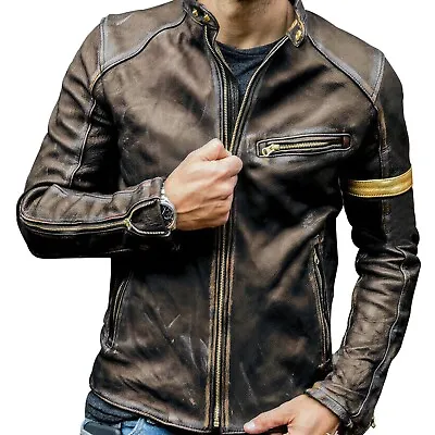 Men's Leather Jacket Teenagers Stand Collar Punk Motorcycle Leather Jacket • $169.99