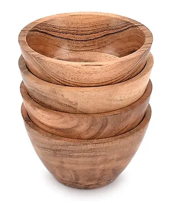 Acacia Wood Bowl Sets Of 4 For Kitchen Meal Party And Nuts Candy Appetizer • $16.99