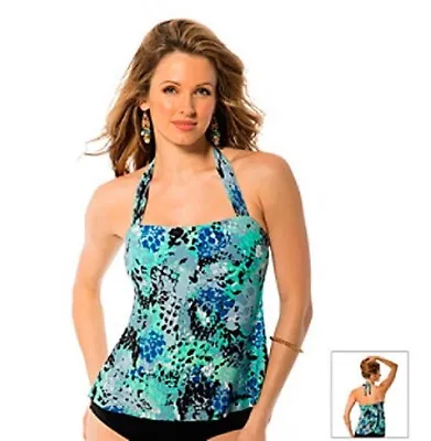Magicsuit Miraclesuit Sharon Tankini Swimsuit Snake Print Blue 2 PC Size 12 NEW • $69.99