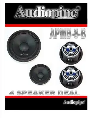 2 Pairs 8  500W Full Range Loud Speakers Low Mid Range Audiopipe APMB-8-B • $129.95