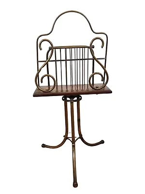 Victorian Antique Brass Mahogany Revolving Magazine/Newspaper Stand Canterbury • £85