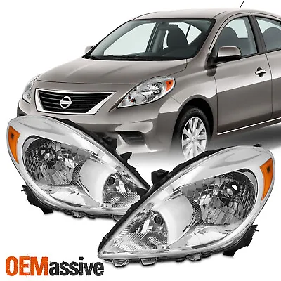 For 2012-2014 Nissan Versa Sedan Halogen Type Headlight OE Style Chrome Pair/Set • $141.99