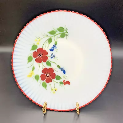 Macbeth Evans Hand-Painted Flowers ~ Petalware  Monax Salver Plate 11  Red Edge • $20