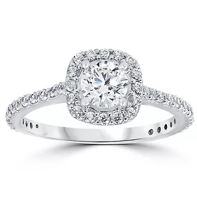 1 1/5ct Round Diamond Cushion Halo Engagement Ring 10k White Gold • £721.79