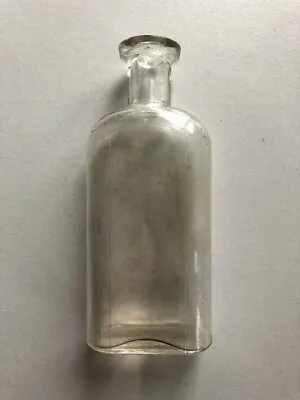 Vintage Clear Whiskey Rum Liquor Rounded Rectangle Glass Bottle Applied Lip • $10.50