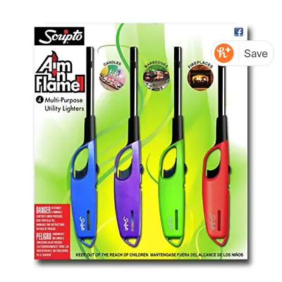 New Scripto AIM 'N Flame Camping Multi-Purpose Lighters (Total Pack Of 4) • $18.15