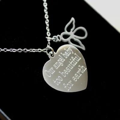 £14.99 • Buy Guardian Angel Necklace Memorial Pendant Personalised Engraved Jewellery Gifts