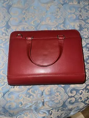 Vtg Franklin Covey Binder Satchel Bag Red Leather Planner Organizer 7 Ring • $28