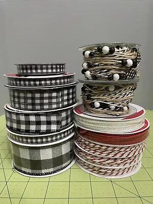 Mixed Lot Of 13 Craft Ribbon & Cord - Christmas Farmhouse ~Assorted Sizes - New • $14.99
