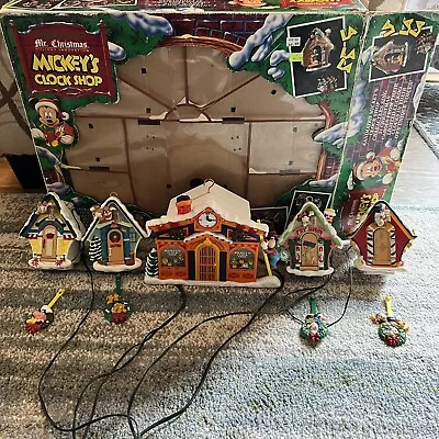 VTG 1993 Mr Christmas Disney Mickeys Clock Shop Music Animated Animation Works • $99.95