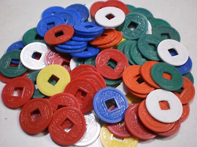 105 Vintage Mah Jong Majong Playing Coins Tokens Colorful Square Centers • $20