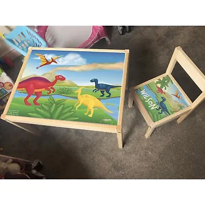 £24.99 • Buy Personalised STICKER ONLY For IKEA LATT Kids Table And 1 Chair, Dinosaur Design