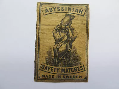 ABYSSINIAN MATCHES MATCH BOX LABEL C1920s NORMAL SIZE MADE In SWEDEN • $3.89