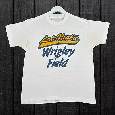 Vintage 90s Chicago Cubs Late Night At Wrigley Field Shirt Double Sided L Fits M • $14.99