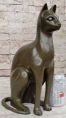 Genuine Bronze Egyptian Cat By French Artist Moigniez Feline Sculpture Decor • $459