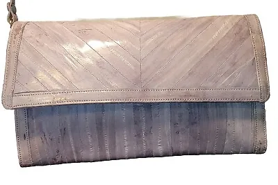 Vintage Genuine Gray Eel Skin Women's Purse Shoulder Handbag Clutch GORGEOUS • $15.99