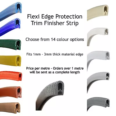 Coloured PVC Rubber Edge Protector Finisher Trim Strip Fits 1-3mm Panel (Metre) • £3.30