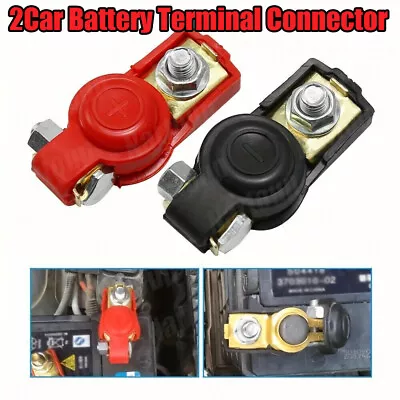 2 Car Battery Terminal Connector Positive Negative Post Heavy Duty Clamp Clip • $8.99