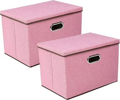 2 Pack  Foldable Storage Box With Lids 45x30x30cm Large Collapsible Storage Cube • £15.99