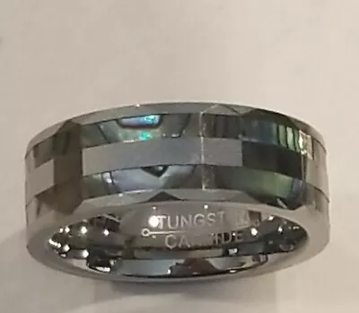 Tungsten Carbide Ring Abalone Shell Men's Women's Couple Engagement Wedding Band • $20