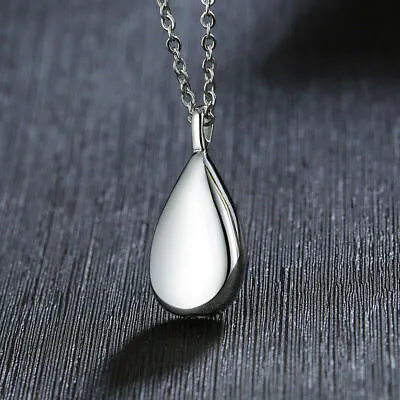 Cremation Ash Urn Necklace Memorial Keepsake Pendant Steel Chain Silver Plated • $9.20