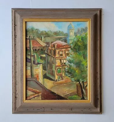 Vintage WPA Era Philadelphia PA Old Street Scene Neighborhood City Oil Painting • $390