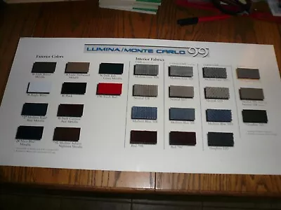 1999 Lumina/Monte Carlo Dealer Showroom Exterior Color Fabric Selections Poster • $44.93