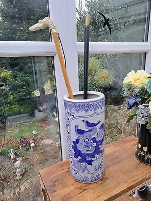 Ceramic Blue And White Decorative Oriental Pattern Stick / Umbrella Stand... • £29.99
