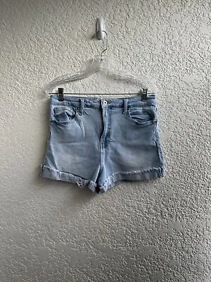 Women's Vintage Midi  Light Blue Jean Shorts Spandex Size 13/31 • $9.80