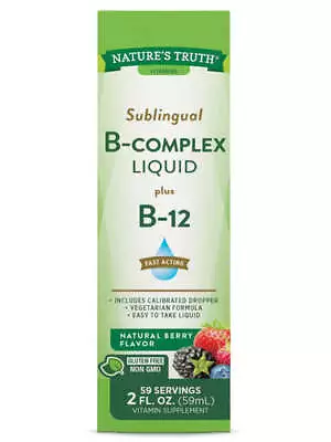 Nature's Truth Sublingual B Complex Liquid Plus B-12 Natural Berry Flavor 2 Oz • $13.95